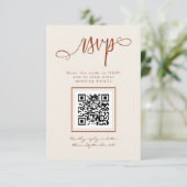 Cartons Réponse Terracotta Beige Script manuscrit Simple QR Code (Debout devant)