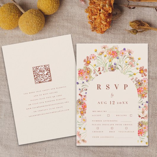 Cartons Réponse Terracotta Boho Fall Floral Repas Options