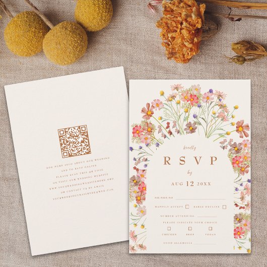 Cartons Réponse Terracotta Boho Fall Floral Repas Options
