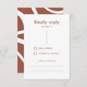 Cartons Réponse Terracotta Boho Lignes modernes Mariage orange brû (Devant / Derrière)