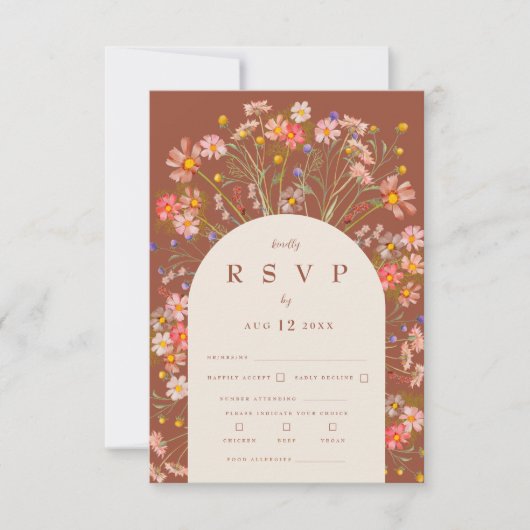 Cartons Réponse Terracotta Boho Rustic Floral Arch Options de repa (Devant)