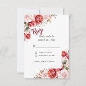 Cartons Réponse Terracotta Burgundy Blush Floral  Wedding  (Devant)