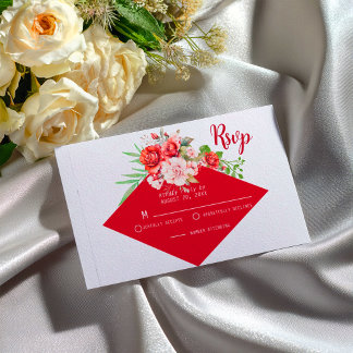 Cartons Réponse Terracotta Burgundy Blush Floral  Wedding 