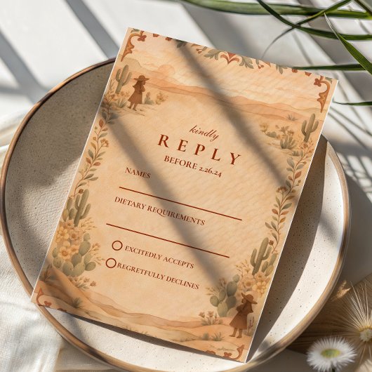 Cartons Réponse Terracotta Desert Western Wedding