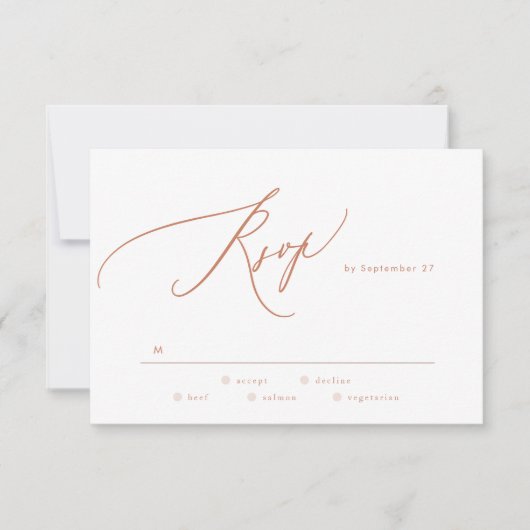 Cartons Réponse Terracotta Dusty Brûlé Orange Élégant Le Mariage (Devant)