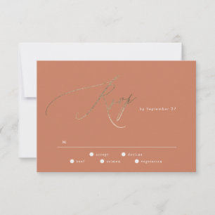 Cartons Réponse Terracotta Dusty Orange Elegant Boho Mariage Or