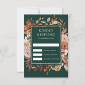 Cartons Réponse Terracotta Floral Emerald Green Wedding (Devant)