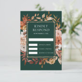 Cartons Réponse Terracotta Floral Emerald Green Wedding (Debout devant)