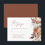 Cartons Réponse Terracotta Florals Boho Mariage de feuillage d'aut<br><div class="desc">Laissez votre amour fleurir avec cette belle carte RSVP, faisant écho à la chaleur de votre invitation mariage de automne. Avec le même design captivant de fleurs riches et d'herbe de pampas dans les tons chauds et terreux, cette carte invite vos invités à se joindre à votre célébration. Personnalisez facilement...</div>