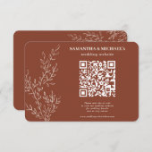 Cartons Réponse Terracotta Ivy Floral Qr Site Mariage Détail (Devant / Derrière)