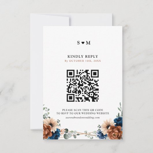 Cartons Réponse Terracotta Marine Bleu Vert Mariage géométrique (Devant)