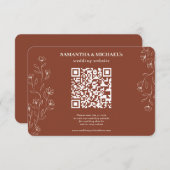 Cartons Réponse Terracotta minuscule Floral Qr Site Mariage Détail (Devant / Derrière)