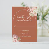 Cartons Réponse Terracotta Pampas Arche en Herbe Monogramme Floral (Debout devant)