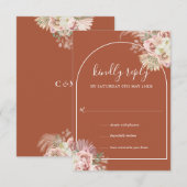 Cartons Réponse Terracotta Pampas Arche en Herbe Monogramme Floral (Devant / Derrière)