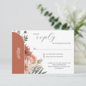 Cartons Réponse Terracotta & Pêche Florale Mariage d'automne (Debout devant)