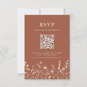 Cartons Réponse Terracotta Rustic Floral Automne Fleur sauvage QR
