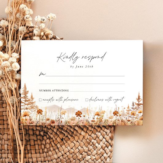 Cartons Réponse Terracotta Wildflower Mountain Wedding