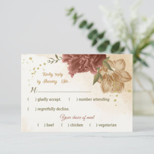Cartons Réponse terre cuite tonalité de terre mariage vert fleuri