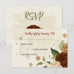 Cartons Réponse terre cuite tonalité de terre mariage vert fleuri
