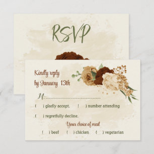 Cartons Réponse terre cuite tonalité de terre mariage vert fleuri