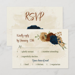 Cartons Réponse terre cuite tonalité marine floral vert mariage