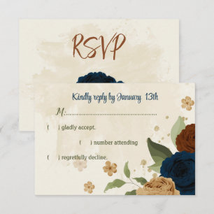 Cartons Réponse terre cuite tonalité marine floral vert mariage