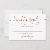 Cartons Réponse Terrecotta Simple Elégant Script Photo Mariage (Devant)