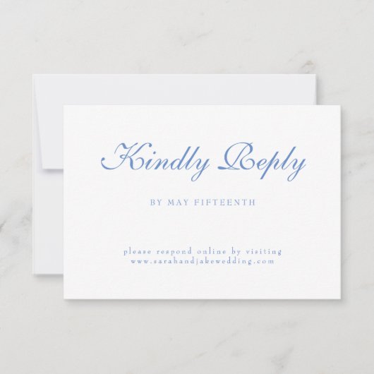 Cartons Réponse Texte Bleu Mariage Blanc (Devant)