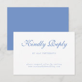 Cartons Réponse Texte Bleu Mariage Blanc (Devant / Derrière)