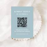 Cartons Réponse Texte élégant bleu poudre | Code QR Mariage<br><div class="desc">Cette carte de réponse mariage de code QR scannable minimaliste et élégant présente du texte blanc moderne sur un arrière - plan bleu clair,  pour un look chic,  simple et élégant. Vos invités peuvent facilement scanner le code pour visiter votre site mariage et rsvp en ligne.</div>
