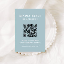 Texte élégant bleu poudre | Code QR Mariage