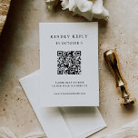 Cartons Réponse Texte simple et élégant | Code QR Mariage<br><div class="desc">Cette carte de réponse de mariage de code QR scannable minimaliste et élégant présente du texte noir moderne sur un arrière - plan blanc propre,  pour un look simple et élégant. Vos invités peuvent facilement scanner le code pour visiter votre site mariage et rsvp en ligne.</div>