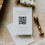 Cartons Réponse Texte simple et élégant | Code QR Mariage Boho<br><div class="desc">Cette carte de réponse mariage de code QR scannable minimaliste et élégant présente du texte en terre cuite boho sur un arrière - plan blanc propre,  pour un look simple et élégant. Vos invités peuvent facilement scanner le code pour visiter votre site mariage et rsvp en ligne.</div>