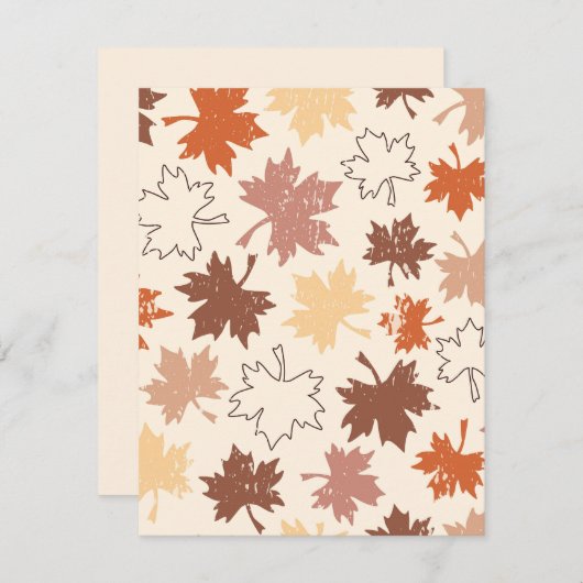 Cartons Réponse Thanksgiving jour design, automne feuilles naturel (Devant / Derrière)