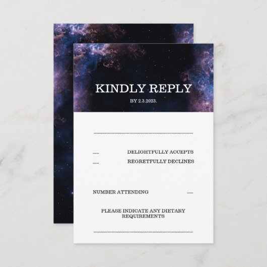 Cartons Réponse Thème céleste de l'espace galactique élégant sombr (Devant / Derrière)