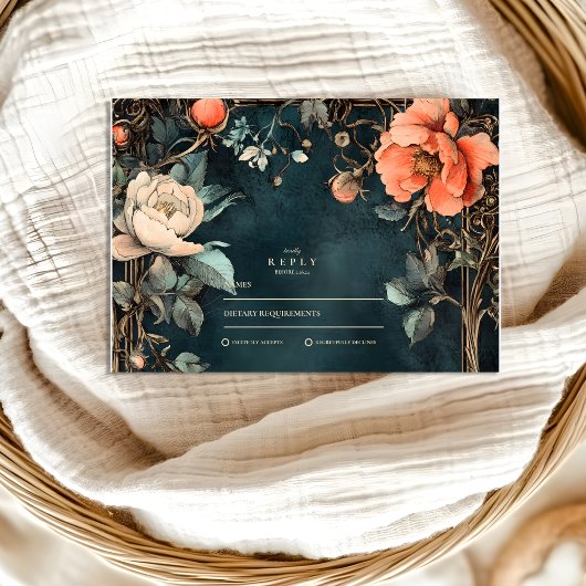 Cartons Réponse Thème de mariage Élégance Sombre