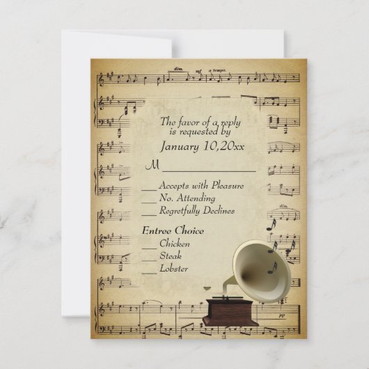 Cartons Réponse Thème de musique ancienne avec choix Entree (Devant)