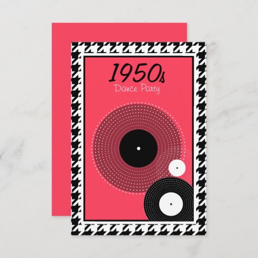 Cartons Réponse Thème des années 1950 rose, noir et blanc (Devant / Derrière)