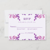 Cartons Réponse Thème Mariage Feuille violet (Devant)