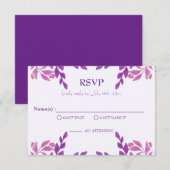 Cartons Réponse Thème Mariage Feuille violet (Devant / Derrière)