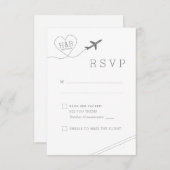 Cartons Réponse Thème Voyage Avion Coeur Rétro Minimaliste (Devant / Derrière)