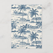 Cartons Réponse Toile de Jouy Côtière Classique Script Bleu Poussi (Dos)