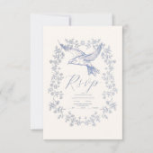 Cartons Réponse Toile victorienne Français Bleu Classique Mariage (Devant)