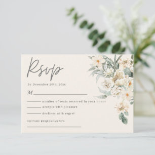 Cartons Réponse Tons de terre floral minimaliste eden bleu Mariage