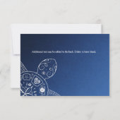 Cartons Réponse Tortue de mer d'Hawaï Blanc Bleu Plage Mariage RSV (Dos)