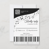 Cartons Réponse Touches de Piano Notes de Musique Code QR Mariage (Devant)