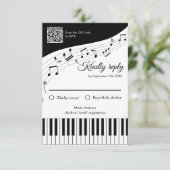 Cartons Réponse Touches de Piano Notes de Musique Code QR Mariage (Debout devant)