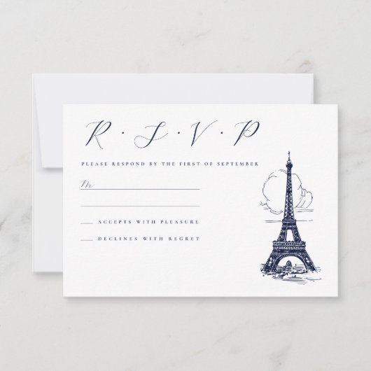 Cartons Réponse Tour Eiffel Classy Mariage d'illustration (Devant)