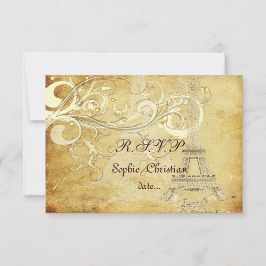 CARTONS RÉPONSE TOUR EIFFEL VINTAGE RSVP/NAVIRES VANILLA (Devant)