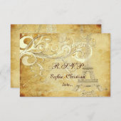 CARTONS RÉPONSE TOUR EIFFEL VINTAGE RSVP/NAVIRES VANILLA (Devant / Derrière)